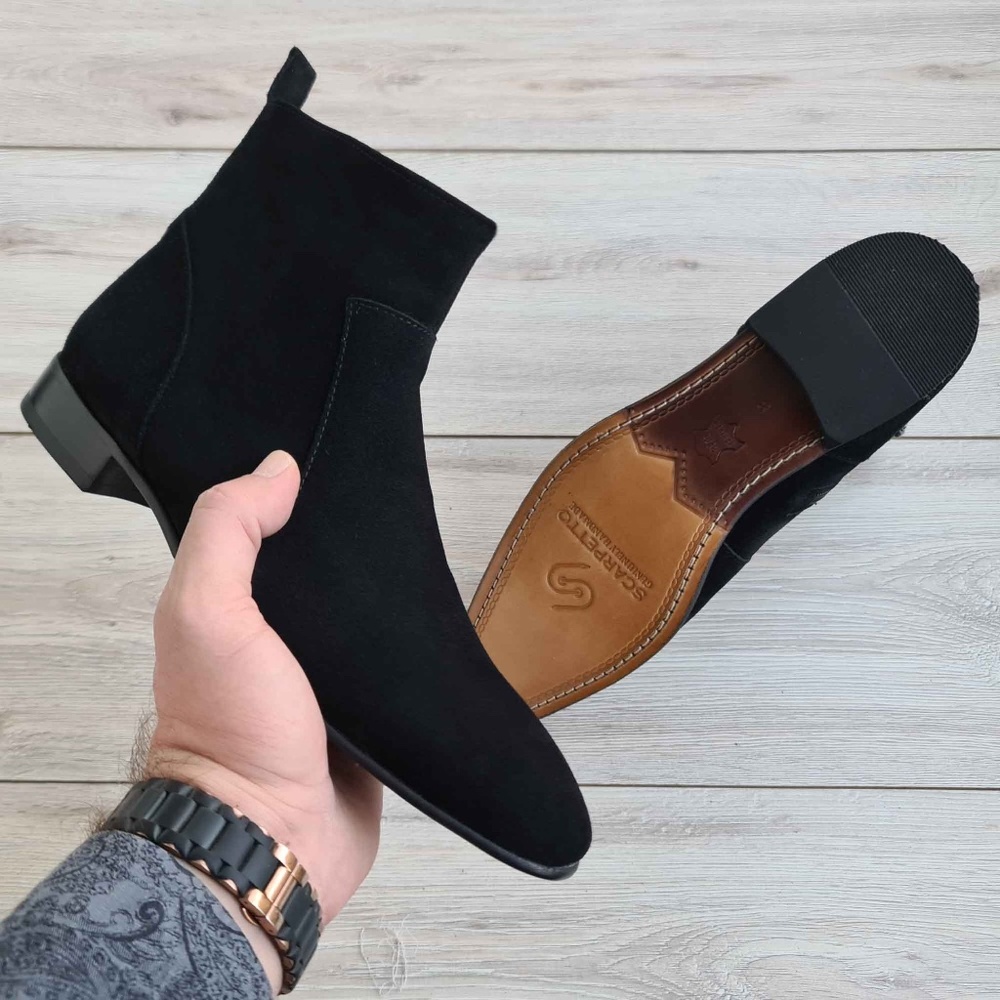 Men's Suede Leather Chelsea Boots | Zip-Up | Handmade